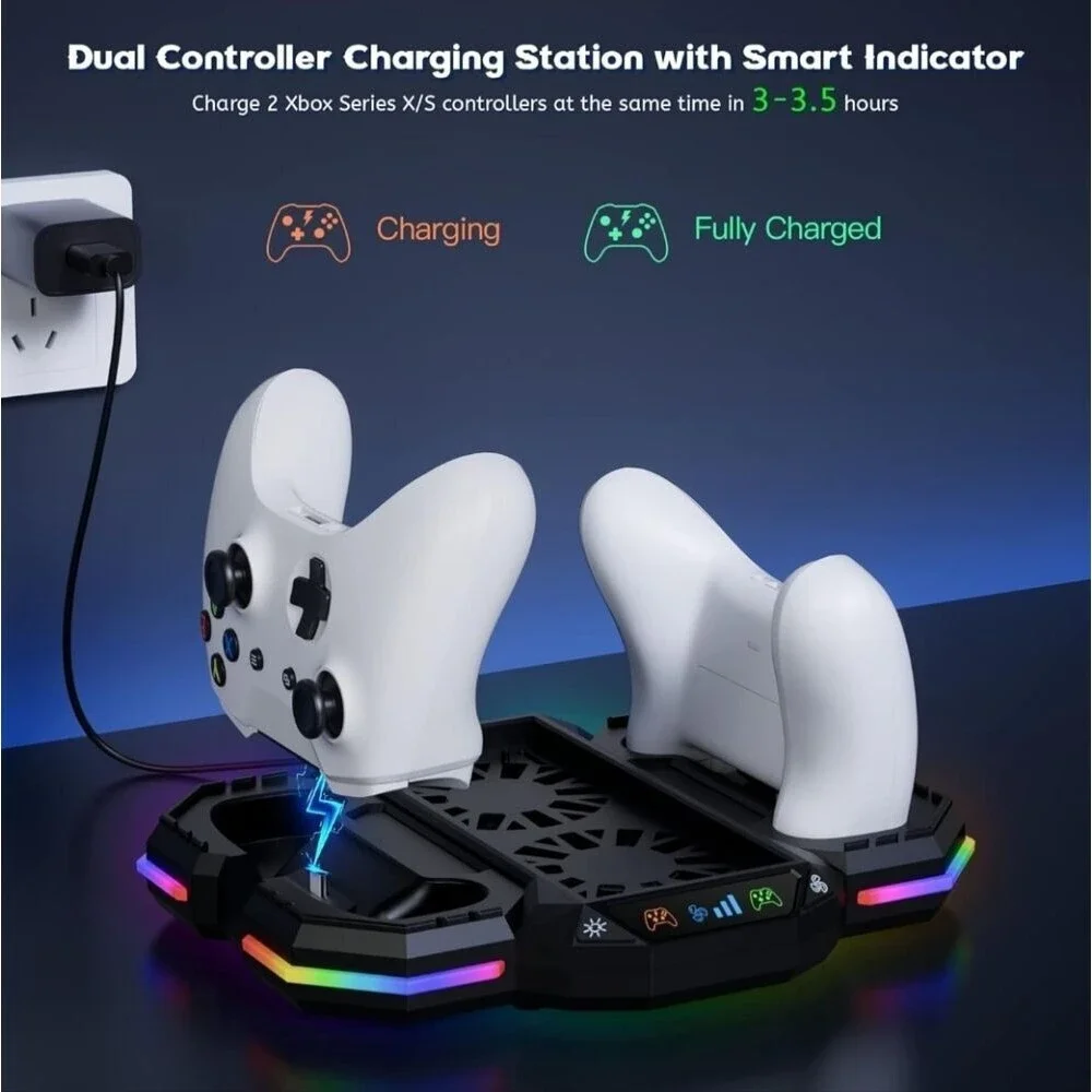 Xbox X-Series S Cooling Docking Stand & Controller Charging Station Ports